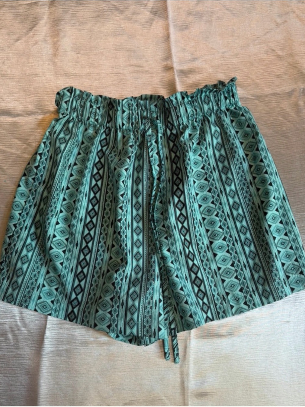 SHEIN Mint Green Aztec Print Elastic Waist Shorts
